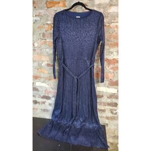 New Anne Klein Blue Sparkle Dress Womens Sz L Large Glitter F